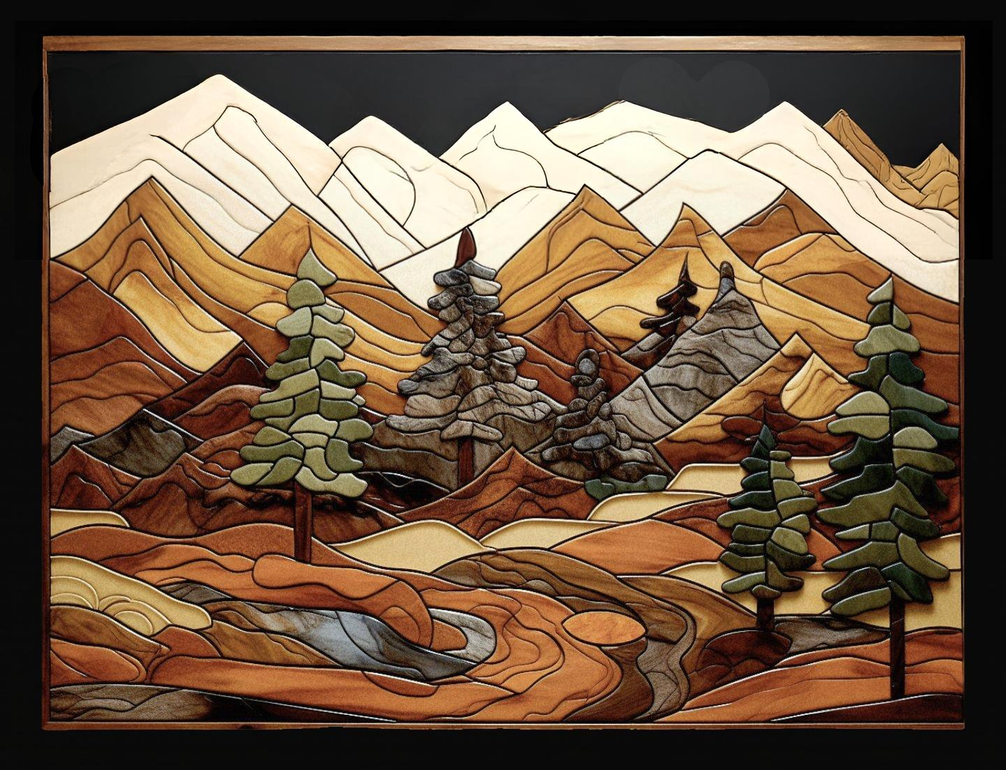 Ceramic Nature Tiles, Mountain Forest Tiles - Decorative Accent Tiles.