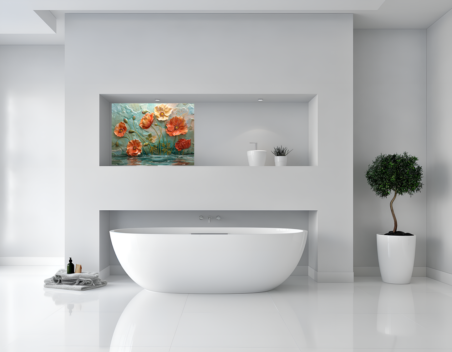 Poppies Ceramic Tile or Mural. Poppies Ceramic Kitchen Backsplash.