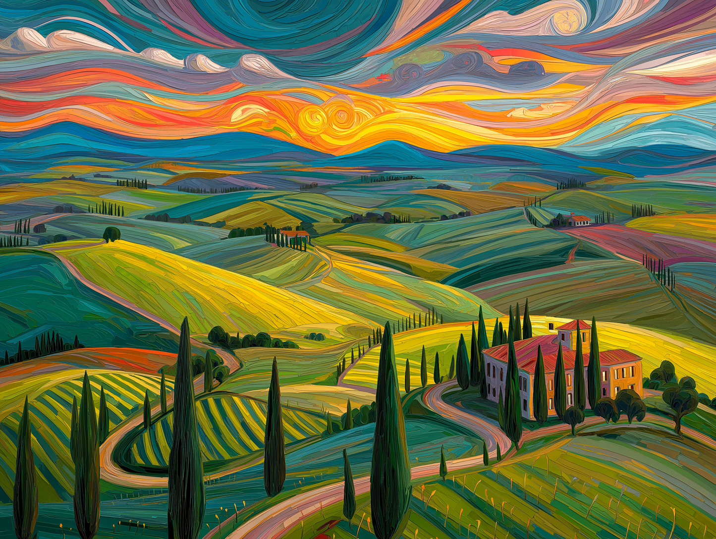Rolling Hills Ceramic Tiles, set of 2.