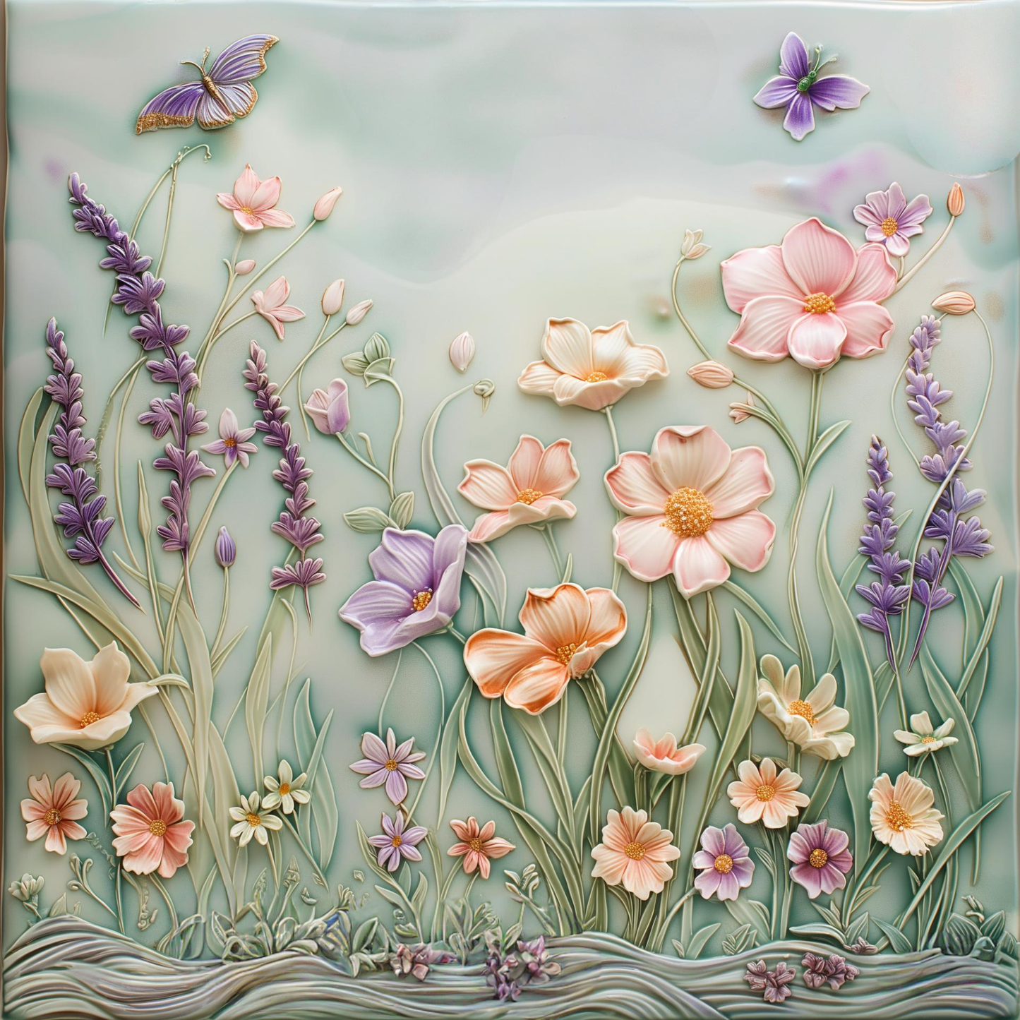 Floral Ceramic Tile Mural.