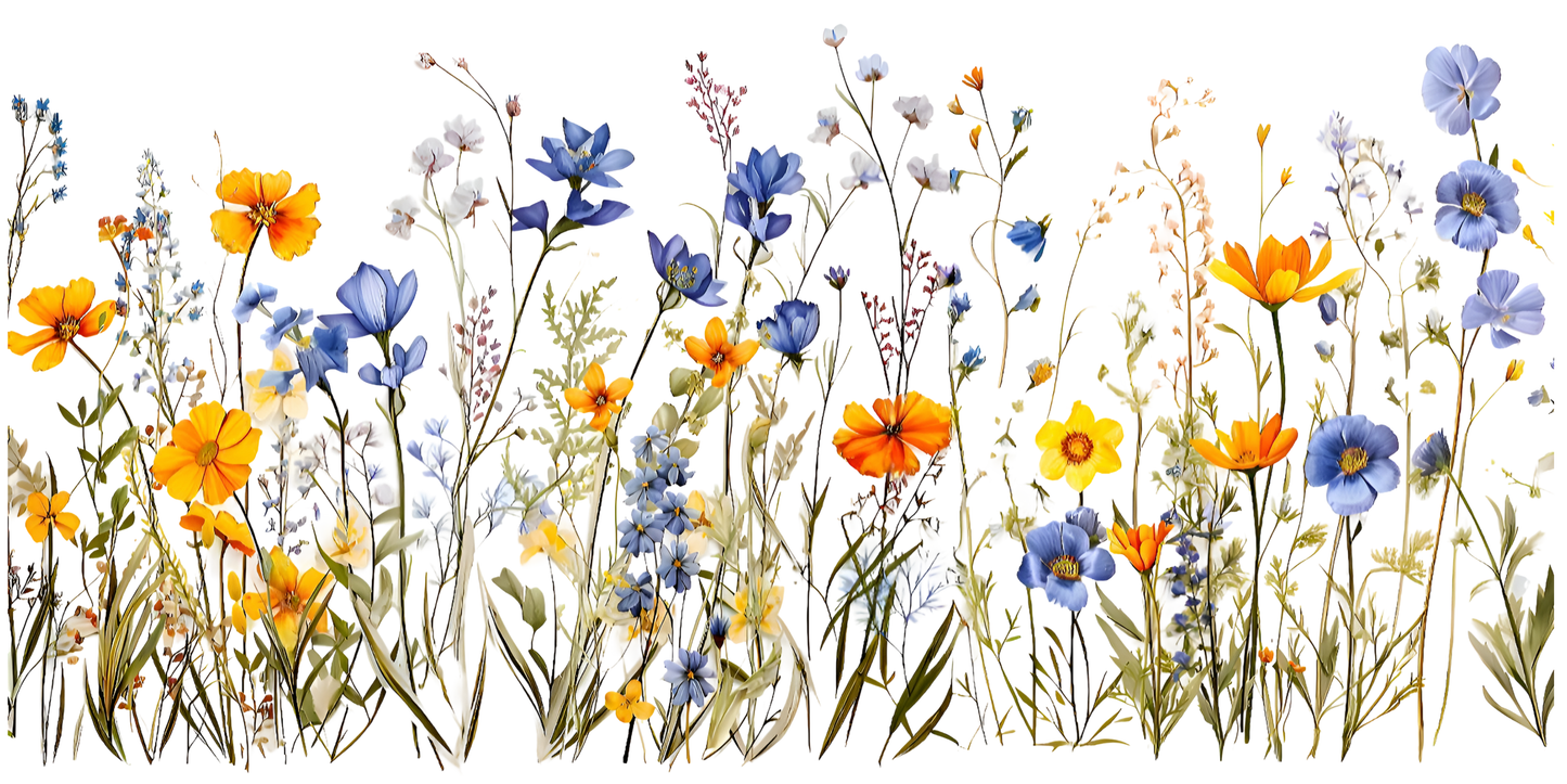 A set of 8" by 6" Field Flowers Ceramic Tiles or a 12" by 24" mural.