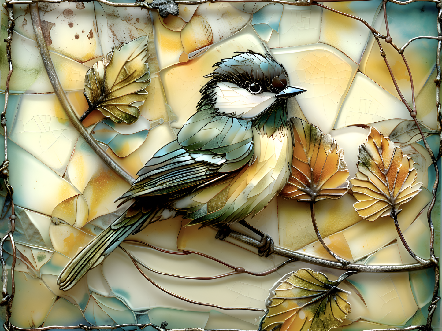 Chickadees Ceramic Tile set. 22 tiles.