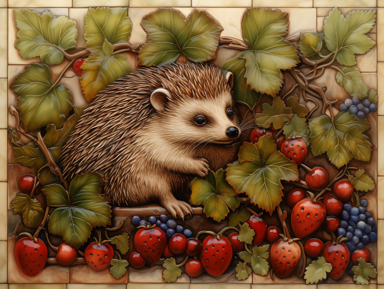 Hedgehog Ceramic Photo Tile. Set of 2.