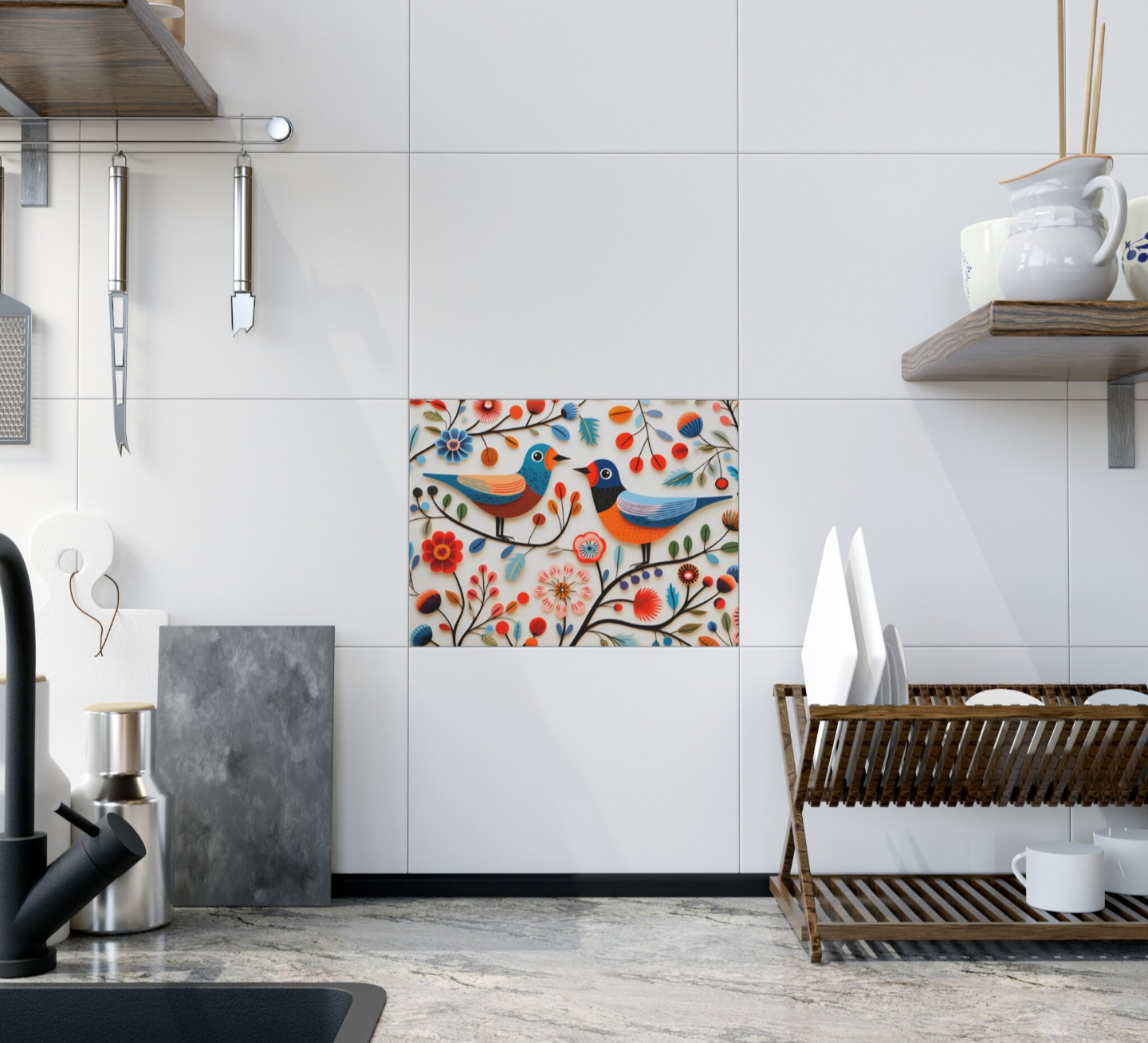 Scandinavian Birds Ceramic Tile