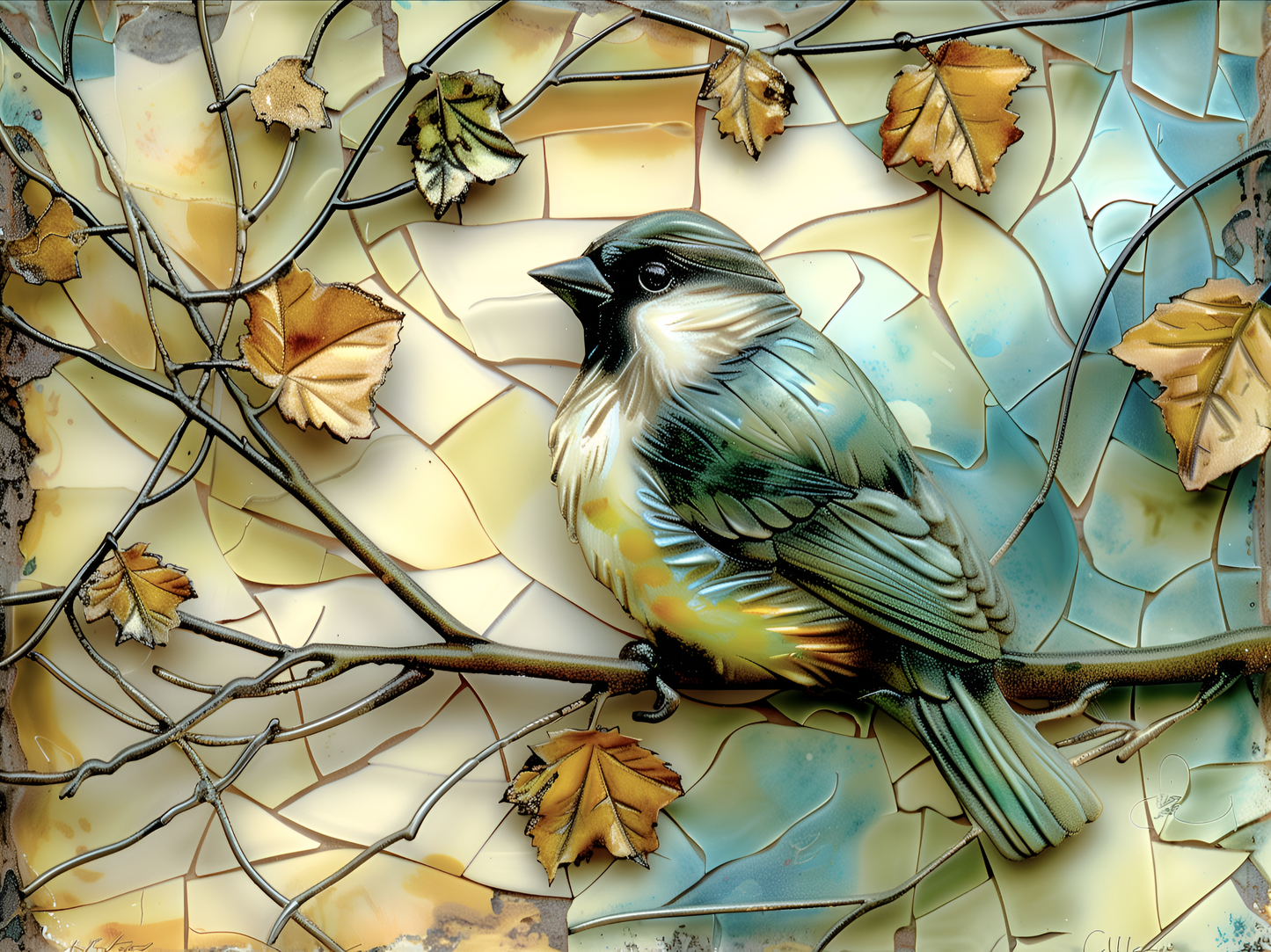 Chickadees Ceramic Tile set. 22 tiles.