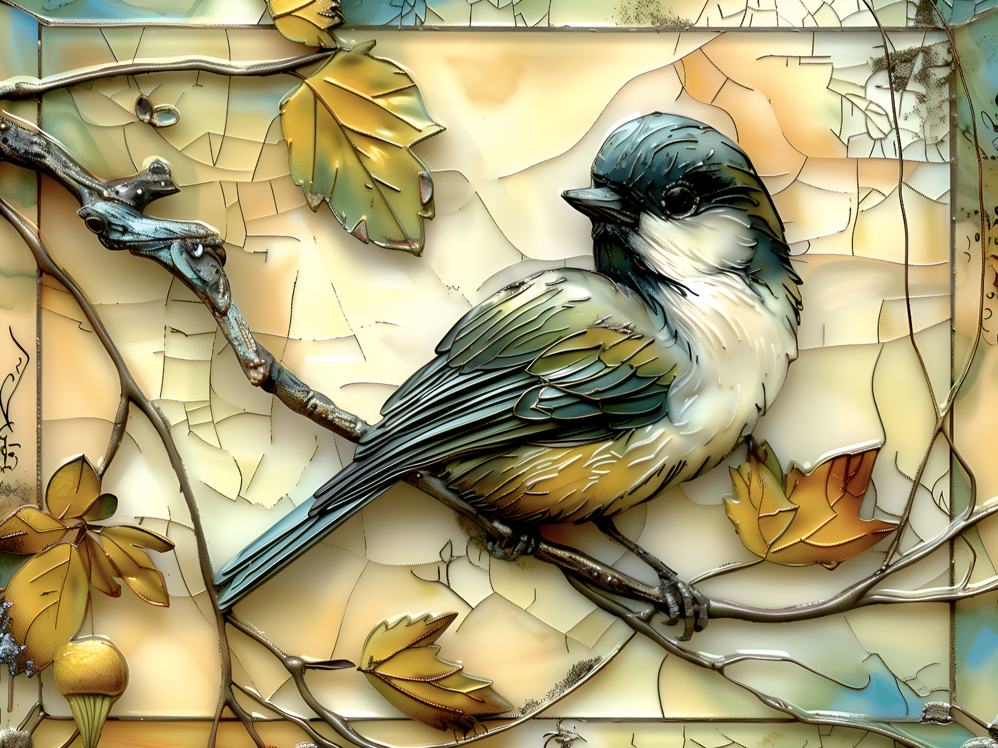 Chickadees Ceramic Tile set. 22 tiles.