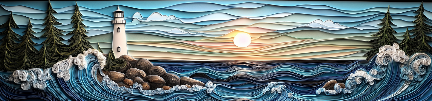 Lighthouse Ceramic Accent Mural. Kitchen Backsplash Lighthouse Mosaic.