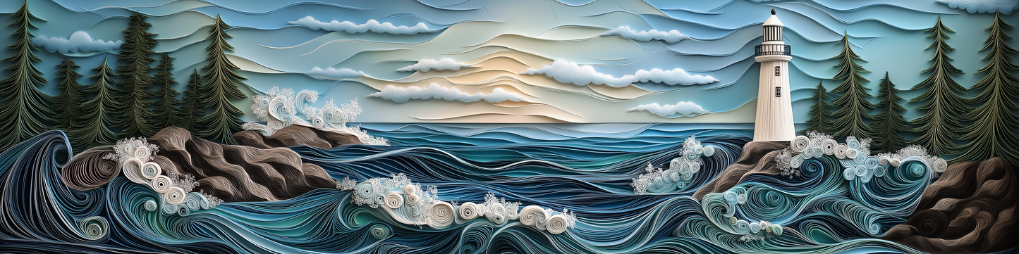 Lighthouse Ceramic Accent Mural. Kitchen Backsplash Lighthouse Mosaic.