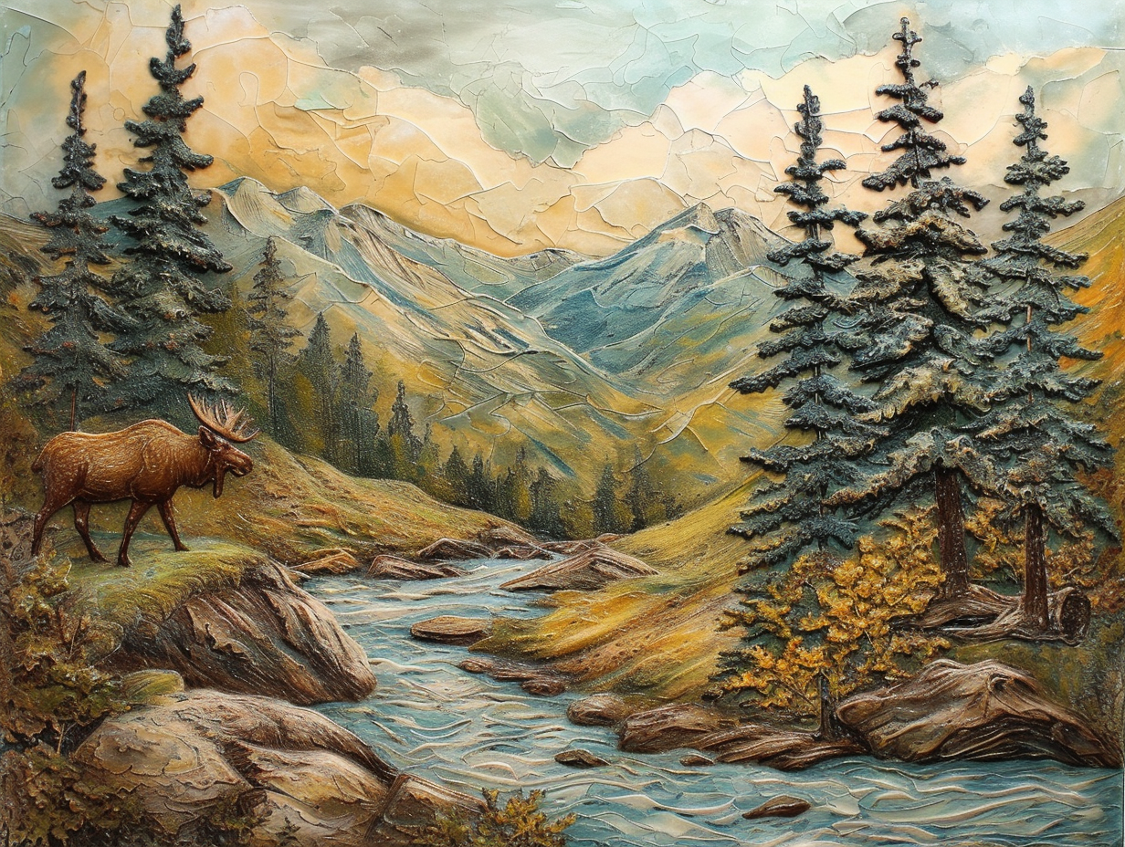 Mountain River Ceramic Tiles. Set.