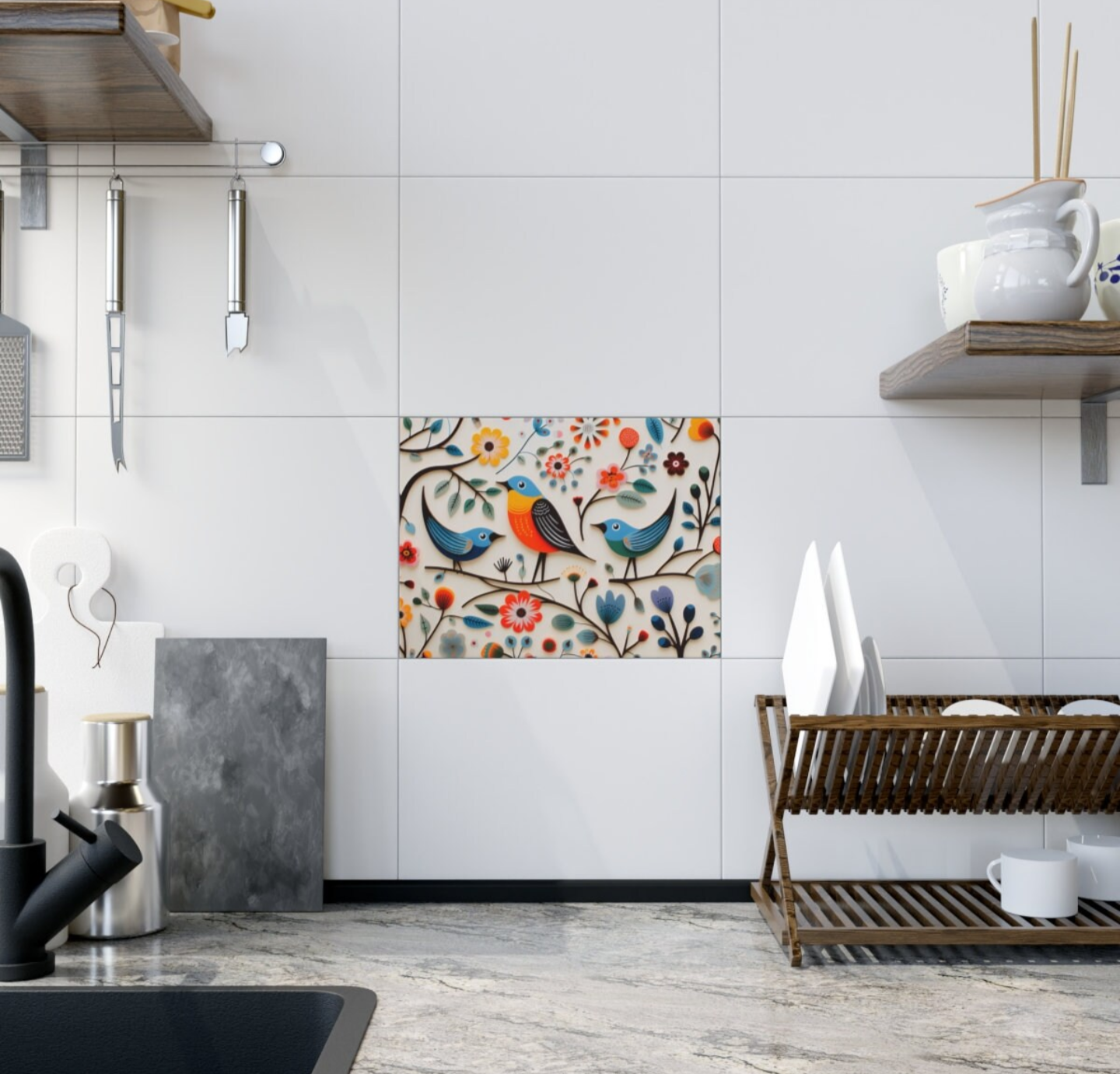 Scandinavian Birds Ceramic Tile
