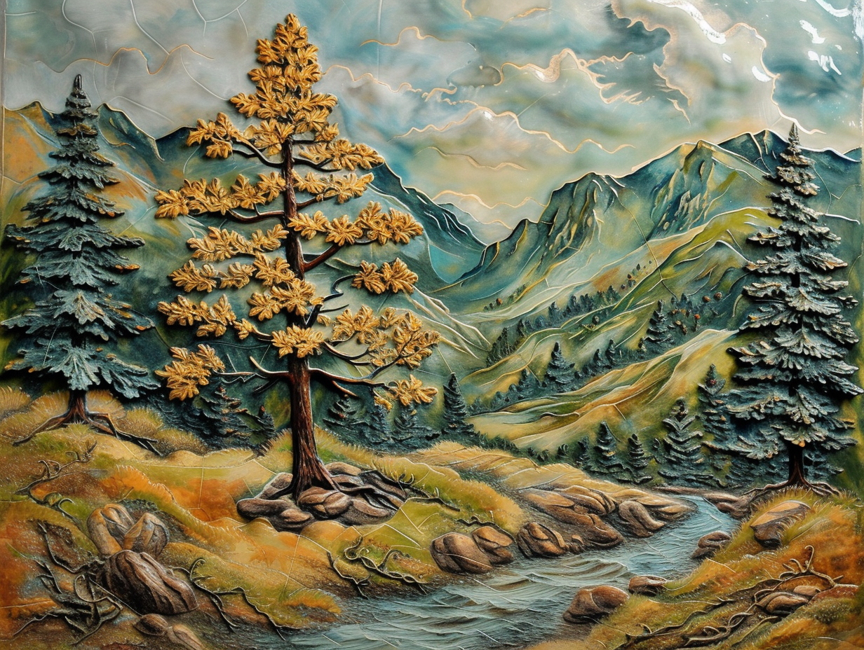 Mountain River Ceramic Tiles. Set.