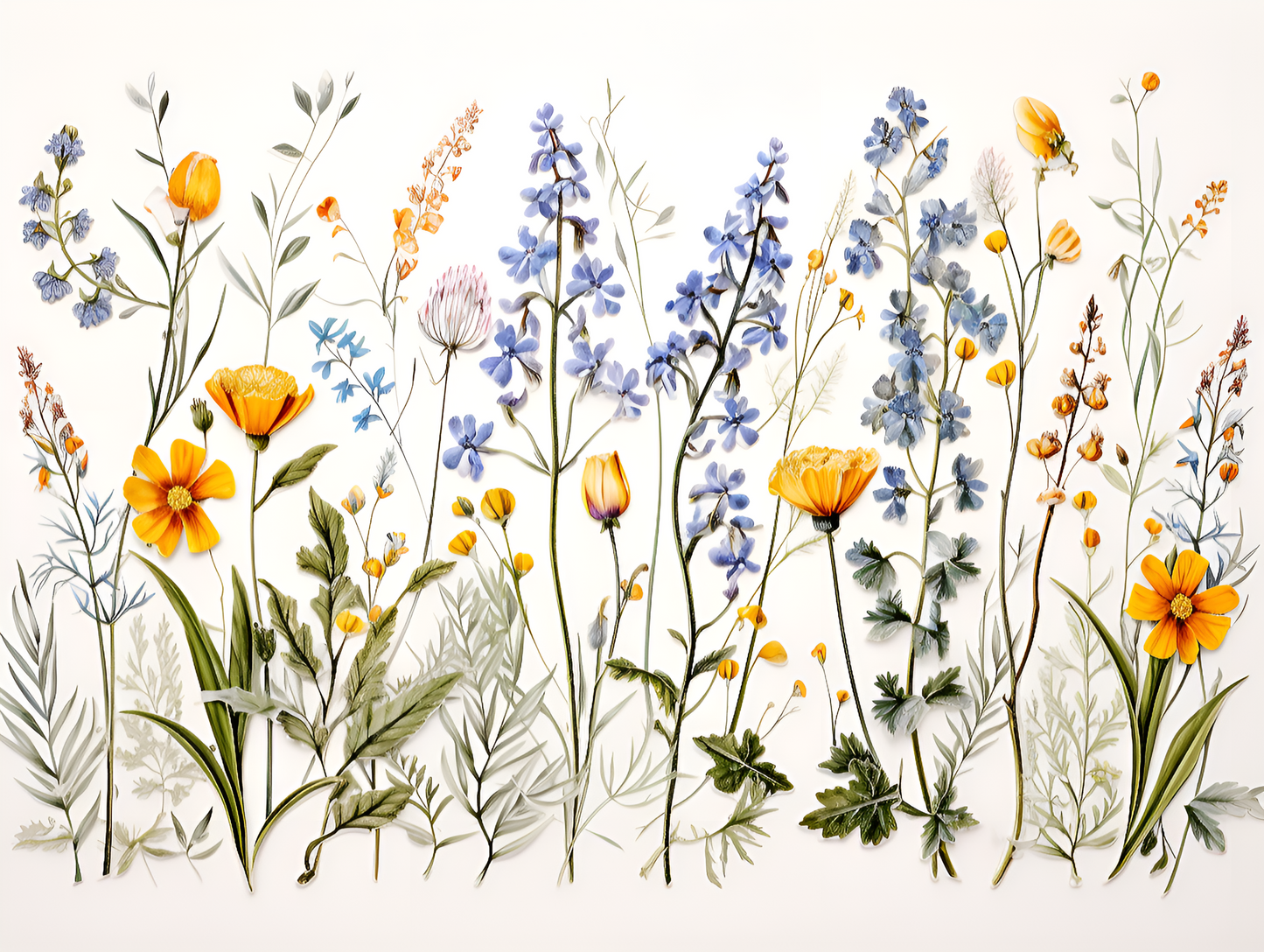 A set of 8" by 6" Field Flowers Ceramic Tiles or a 12" by 24" mural.