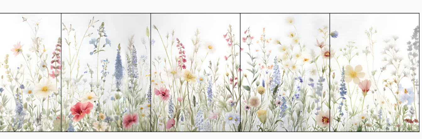 Summer Cottage Flowers Ceramic Tile Mural.