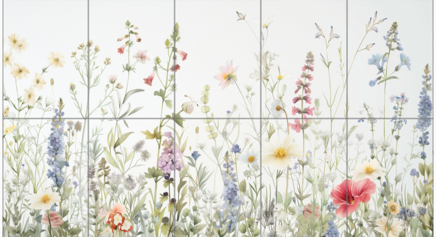 Summer Cottage Flowers Ceramic Tile Mural.
