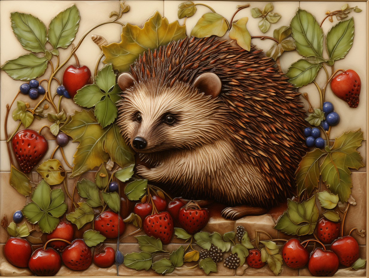 Hedgehog Ceramic Photo Tile. Set of 2.