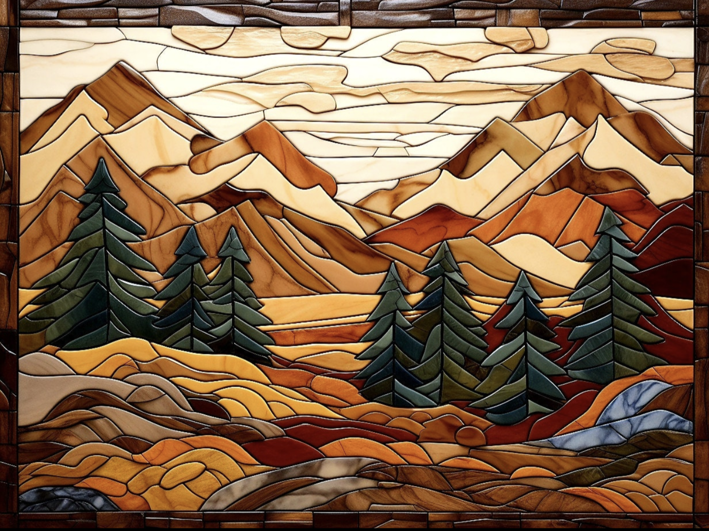 Mountain Forest Nature Mosaic