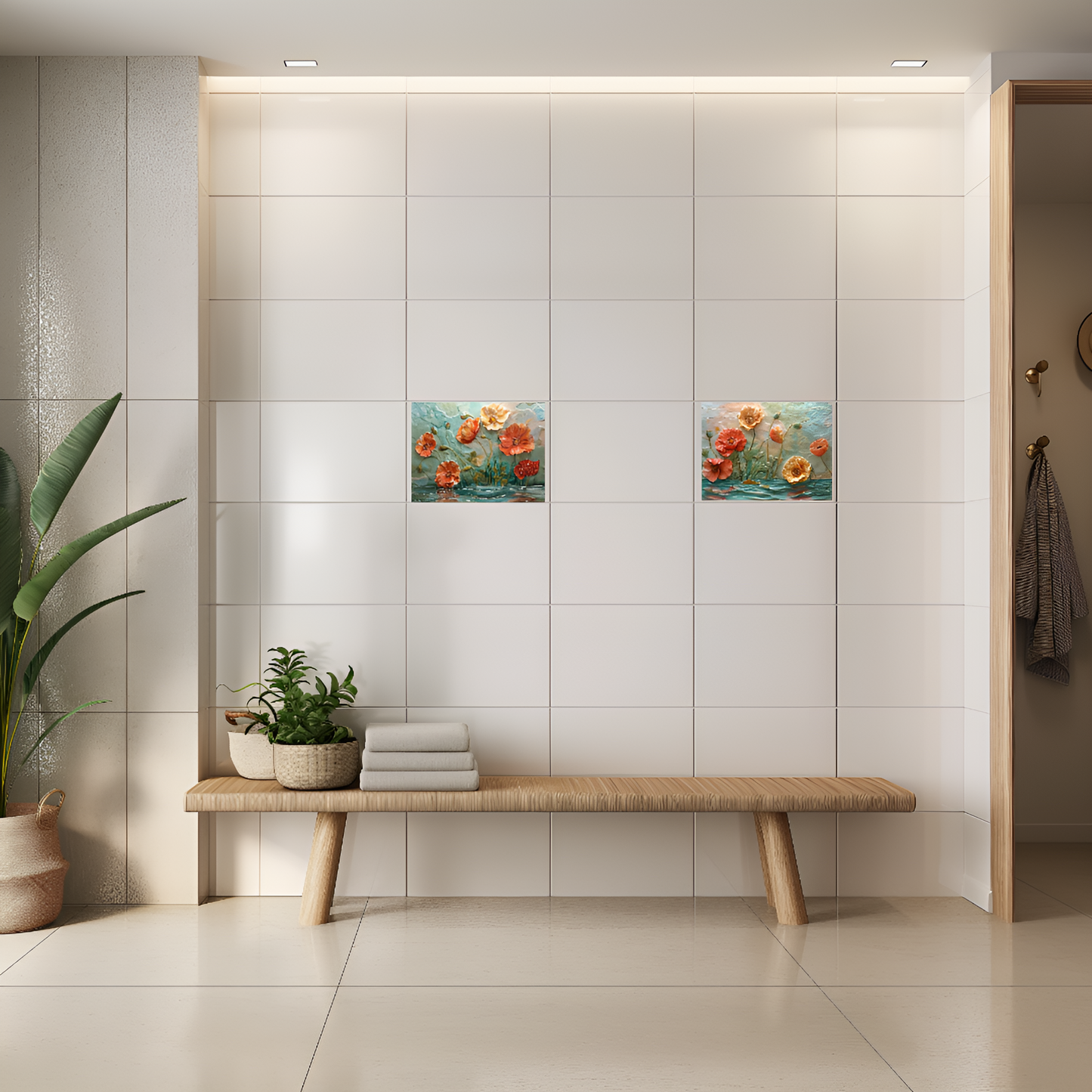 Poppies Ceramic Tile or Mural. Poppies Ceramic Kitchen Backsplash.