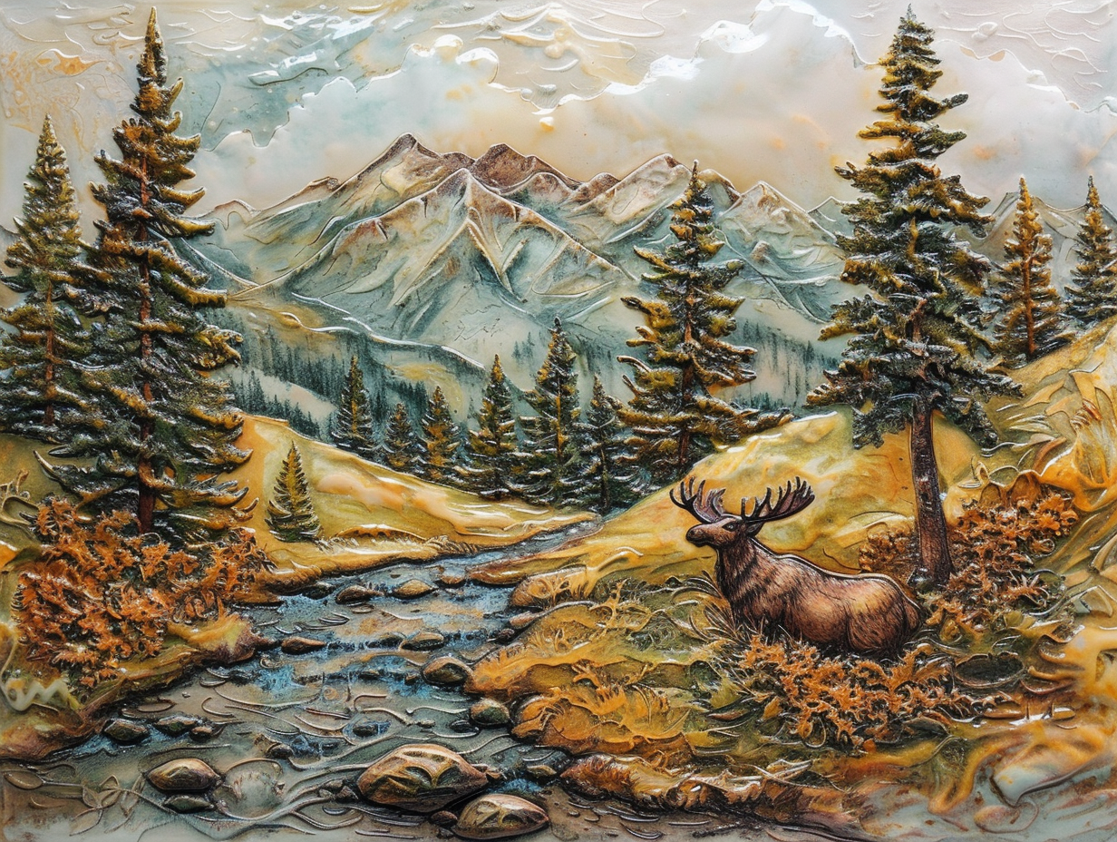 Mountain River Ceramic Tiles. Set.