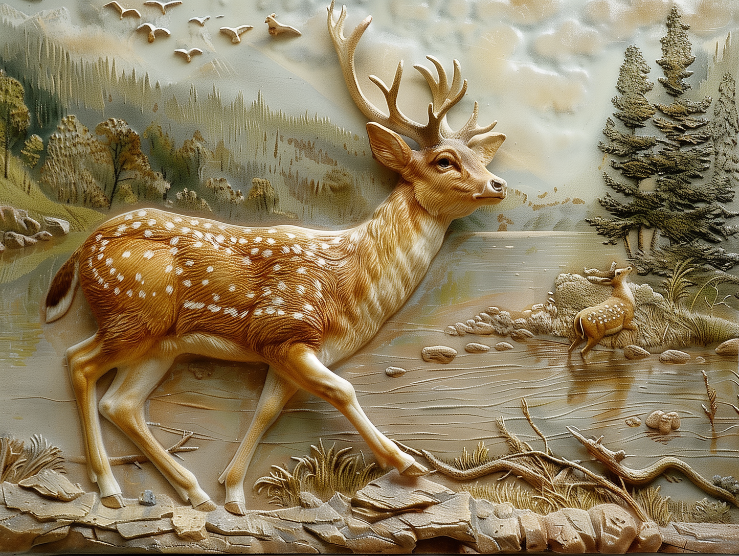 Deer Ceramic Tile or Backsplash Mural.