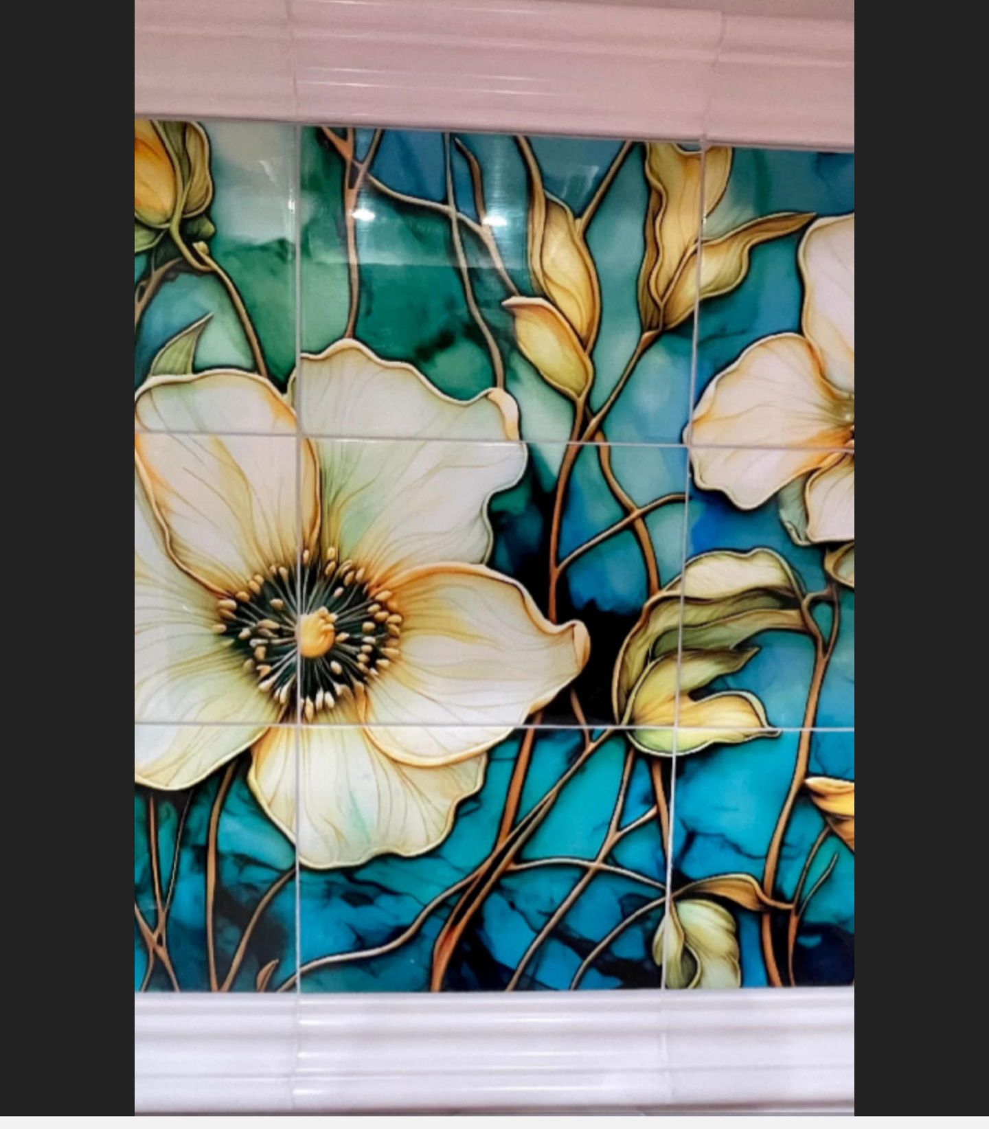 White Wildflowers Ceramic Accent Tile or Mosaic.