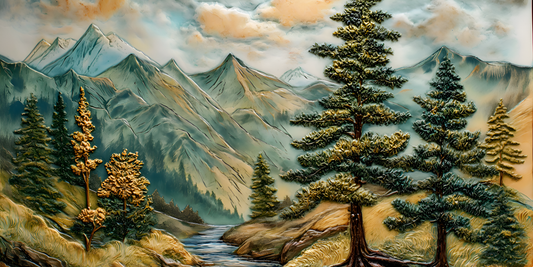River in the Mountains Ceramic Tile Mosaic.