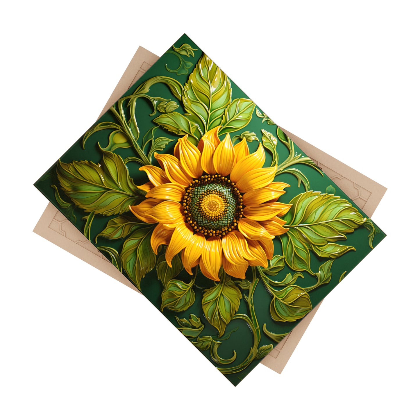 Sunflower Ceramic Tile, Floral Ceramic Tile, Sunflower Accent Tile