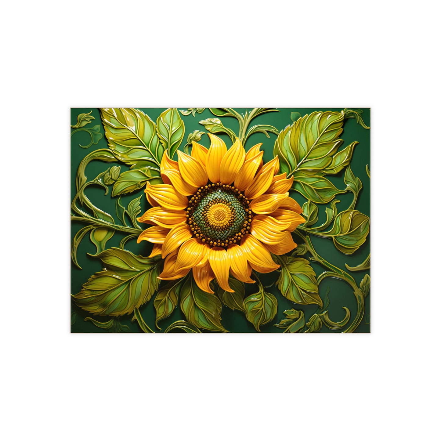 Sunflower Ceramic Tile, Floral Ceramic Tile, Sunflower Accent Tile