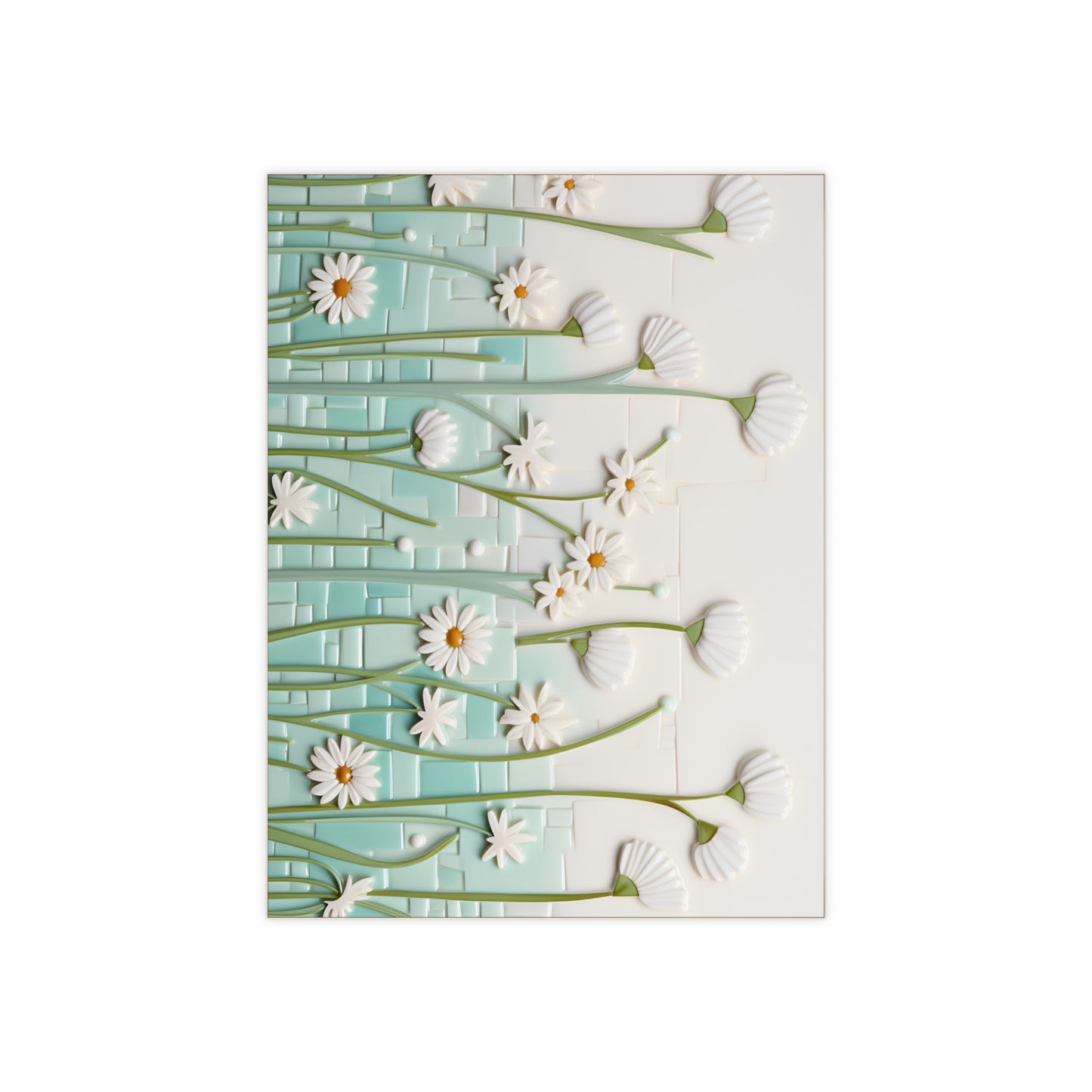 Daisies Tile, Set of 4, Ceramic Daisy Tiles
