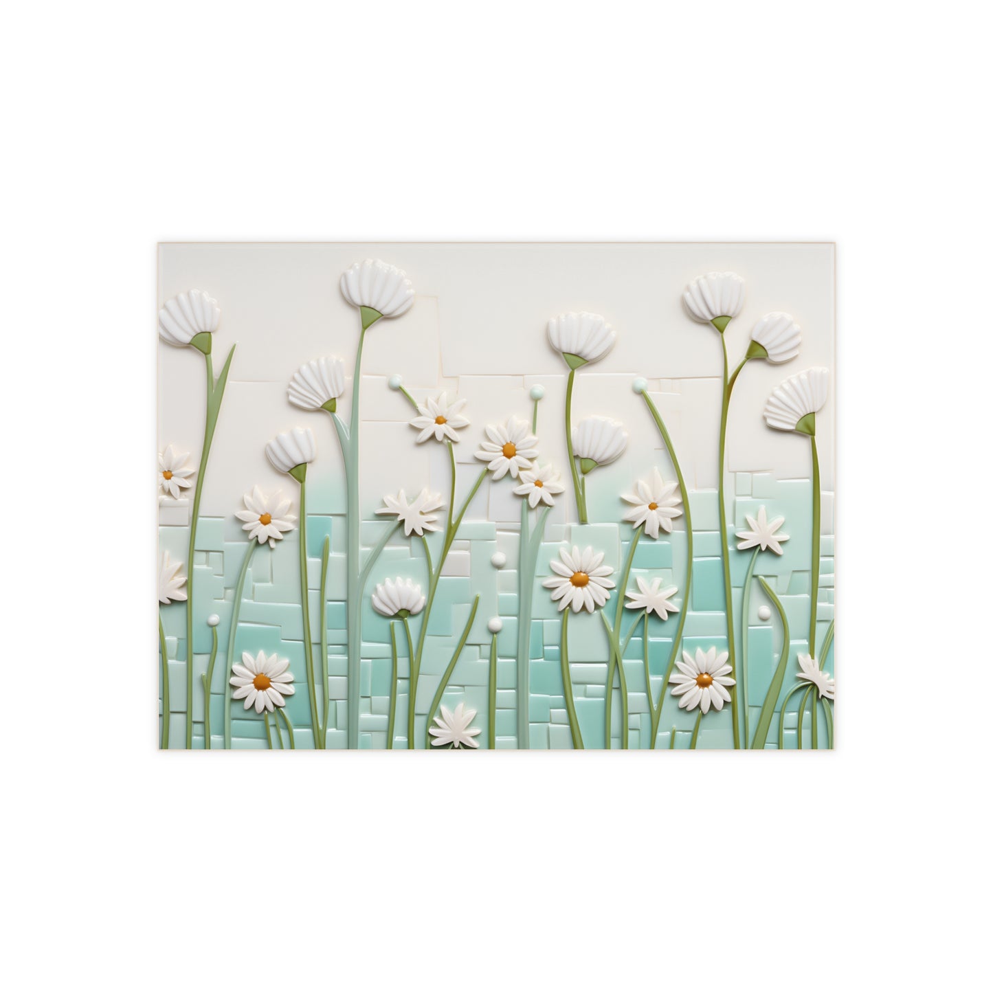 Daisies Tile, Set of 4, Ceramic Daisy Tiles