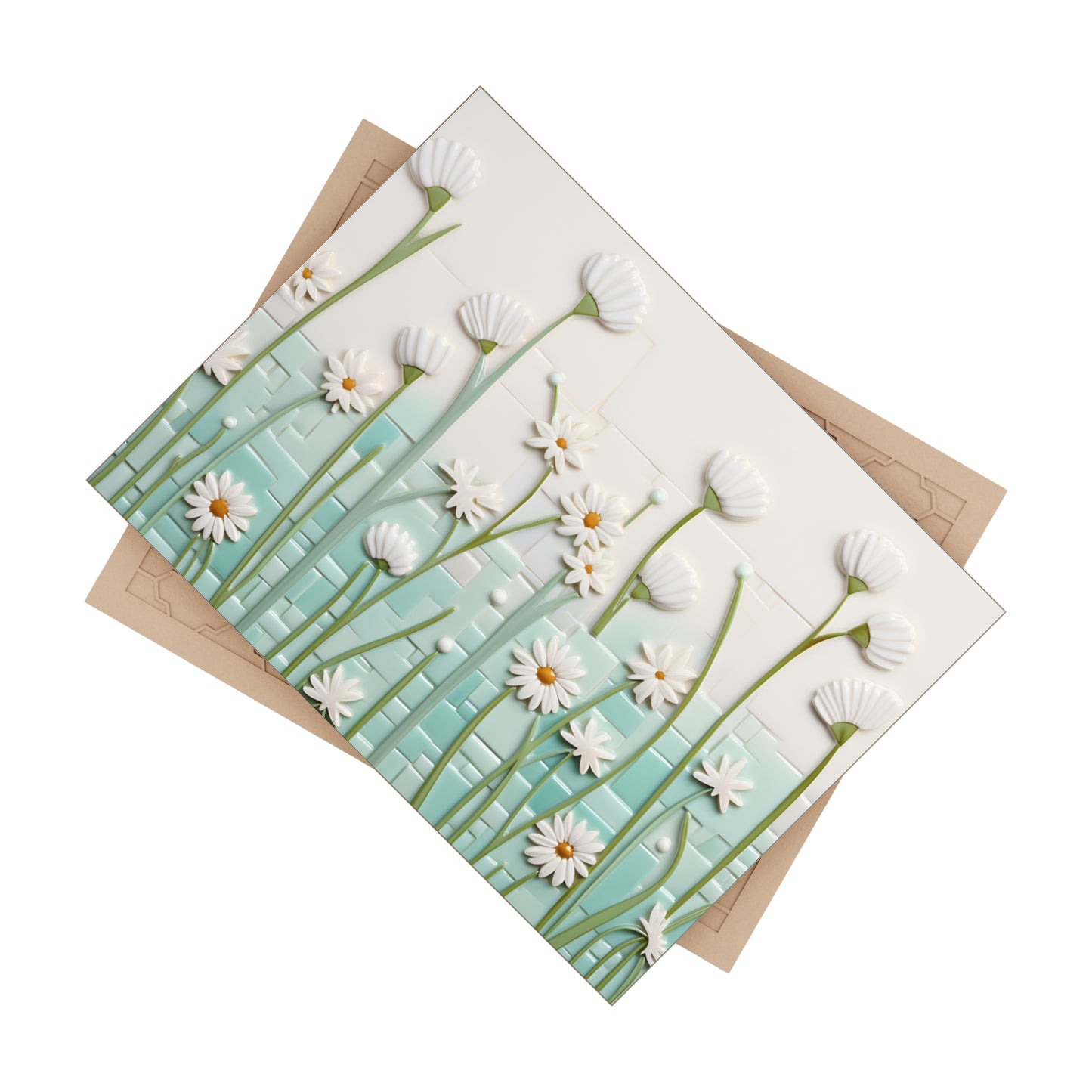 Daisies Tile, Set of 4, Ceramic Daisy Tiles