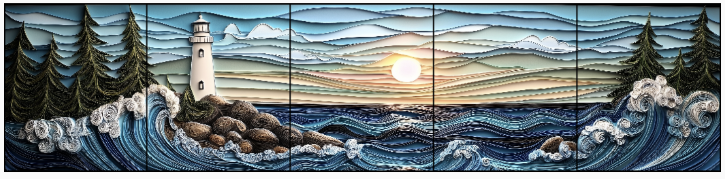 Lighthouse Ceramic Accent  Mural. Kitchen Backsplash Lighthouse Mosaic.