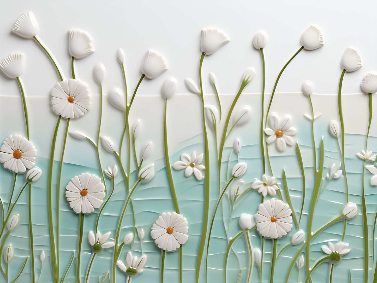Daisies Tile, Set of 4, Ceramic Daisy Tiles