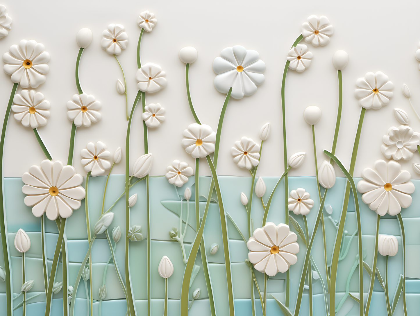 Daisies Tile, Set of 4, Ceramic Daisy Tiles