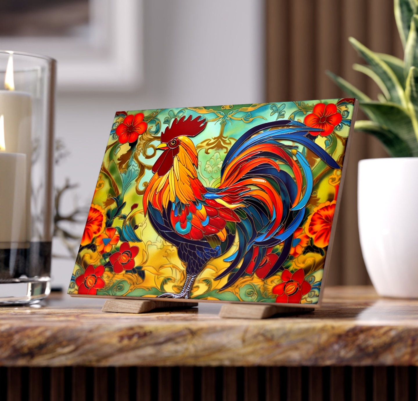 Rooster Ceramic Tile, Kitchen Accent Tile