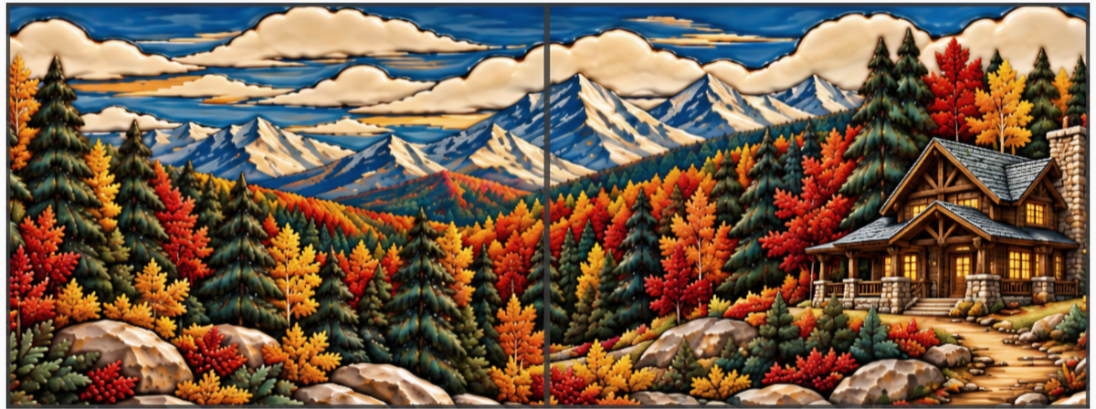 Fireplace surround set. Log cabin and Animal World Theme.