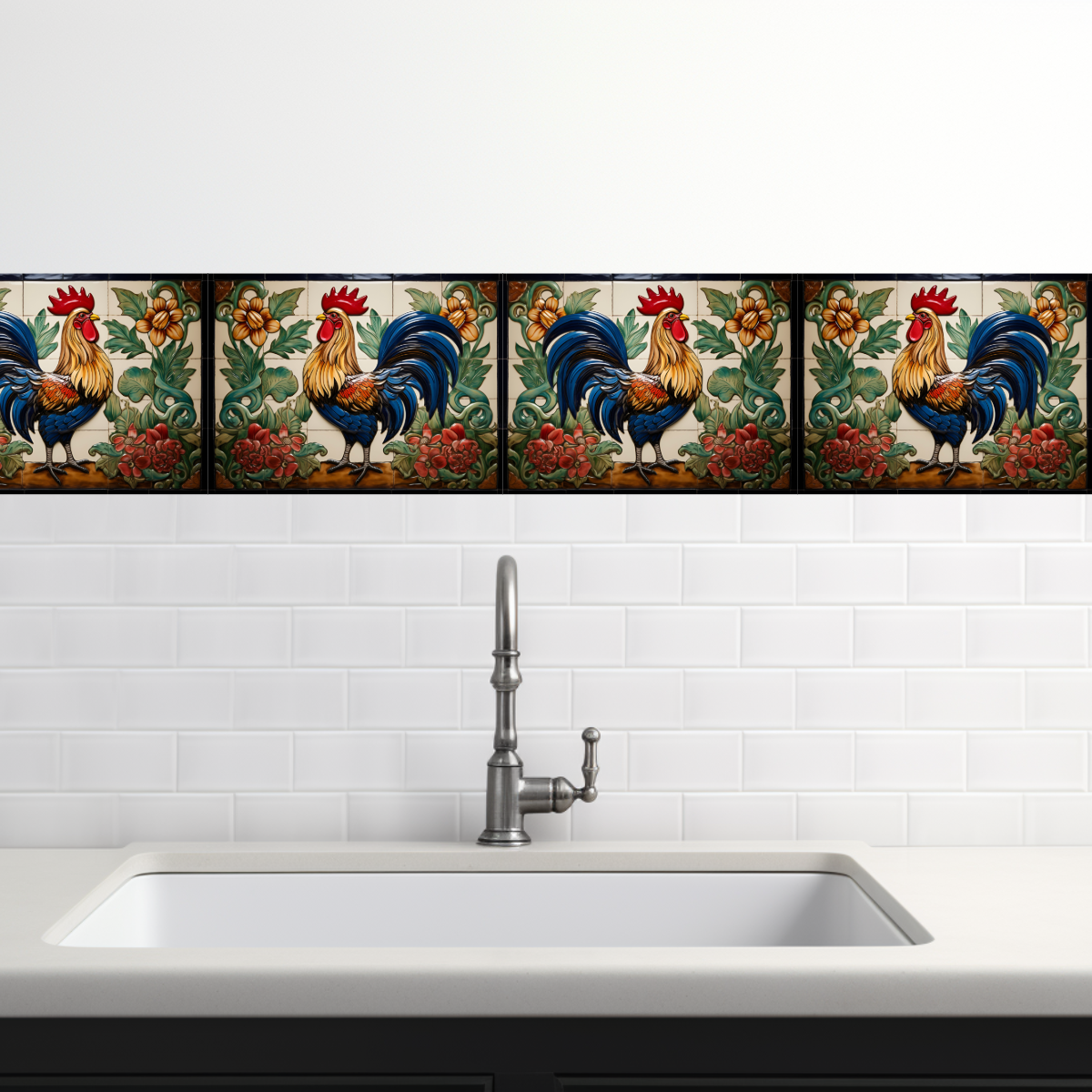 Rooster Ceramic Tile Mosaic