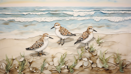 Sanderlings Ceramic wall mosaic.