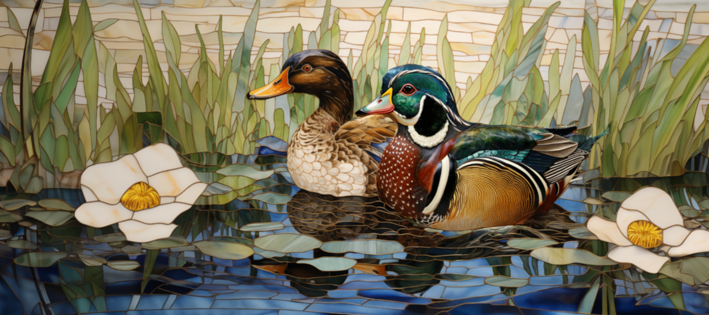 Wood Ducks Ceramic Backsplash.