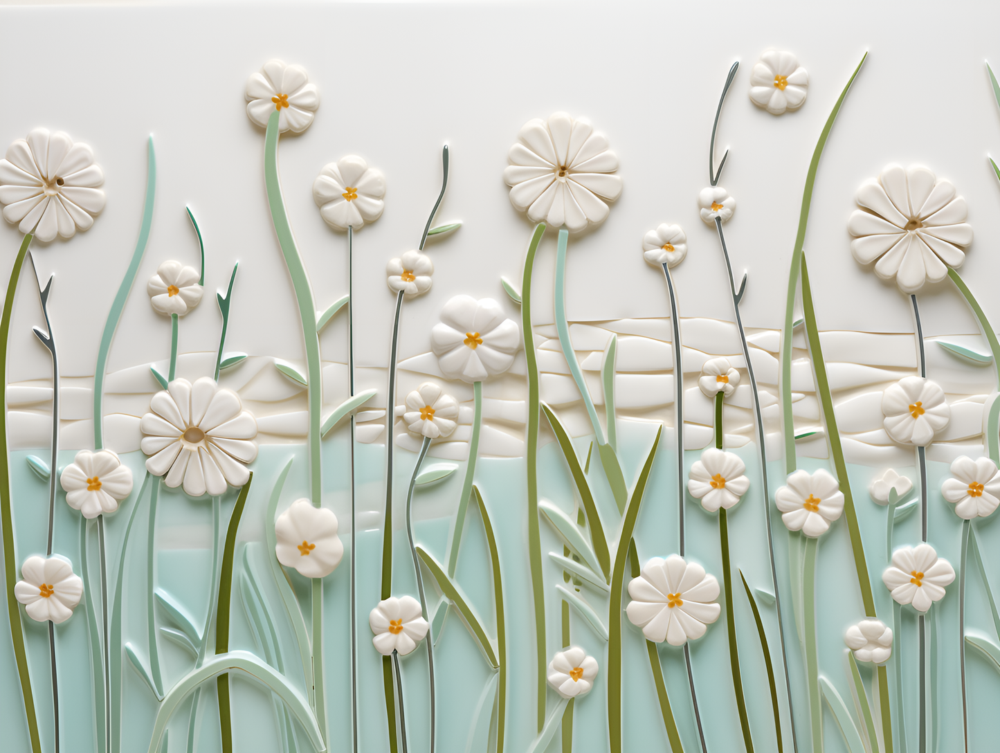 Daisies Tile, Set of 4, Ceramic Daisy Tiles