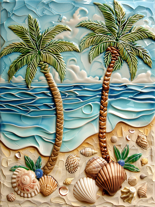 Seashells on the Beach Ceramic Tile Mural.