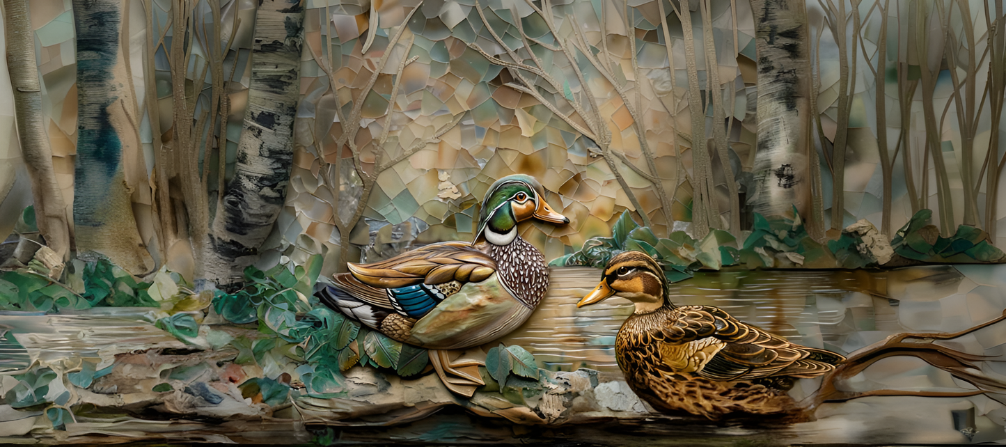 Wood Ducks Ceramic Backsplash.