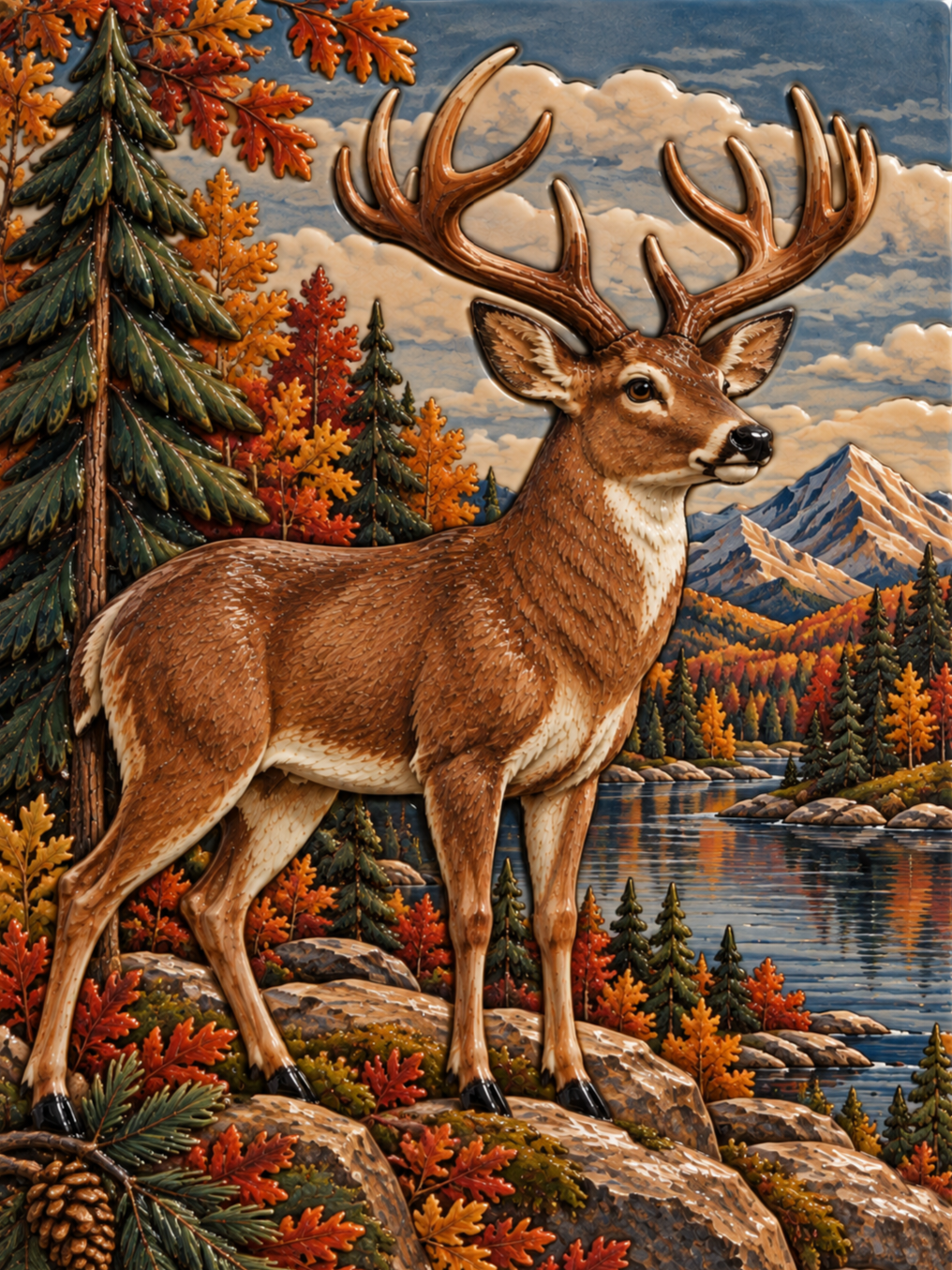 Fireplace surround set. Log cabin and Animal World Theme.