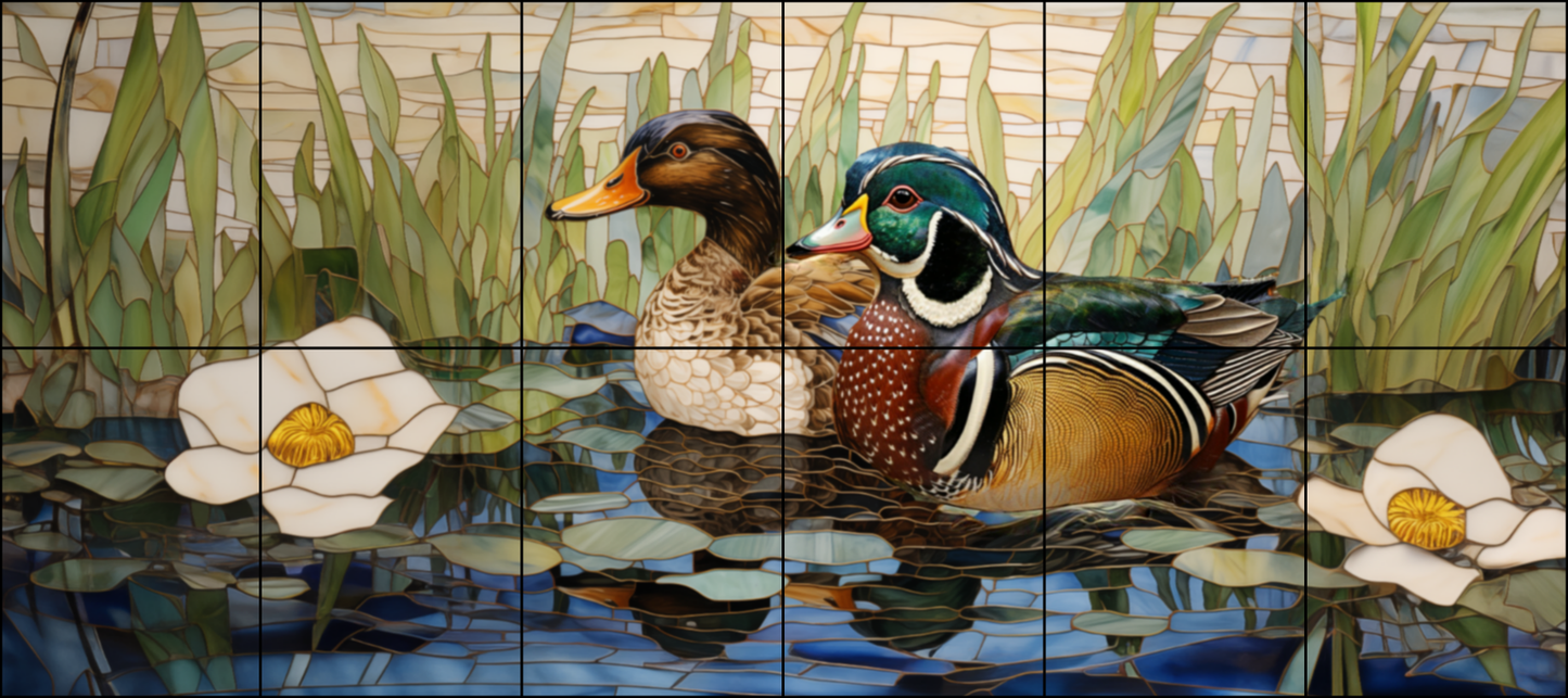 Wood Ducks Ceramic Backsplash.