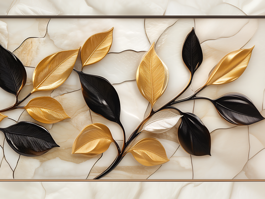 Golden Leaves Ceramic Tile