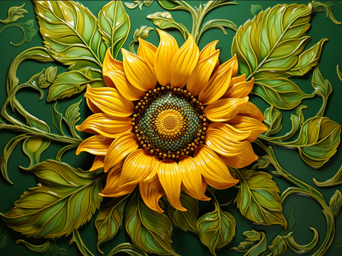 Sunflower Ceramic Tile, Floral Ceramic Tile, Sunflower Accent Tile